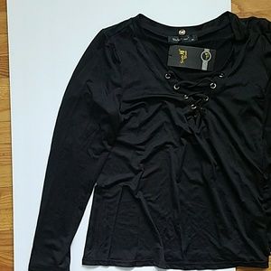 Cross chest long sleeve blouse